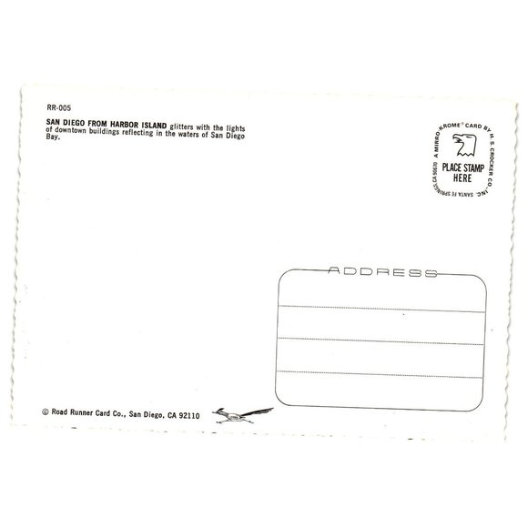 Vintage Postcard San Diego Bay From Harbor Island Downtown Buildings California - Picture 2 of 2